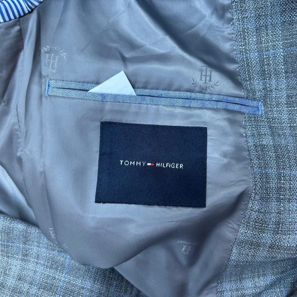 Tommy Hilfiger Modern-Fit Sport Coat Mens 38R 38 Gray Plaid‎ $295 NEW